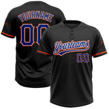 Custom Black Royal-Orange Two-Button Unisex Softball Jersey