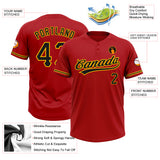 Custom Red Black-Yellow Two-Button Unisex Softball Jersey