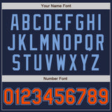 Custom Navy Orange-Powder Blue Two-Button Unisex Softball Jersey