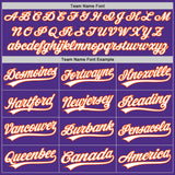 Custom Purple White-Orange Two-Button Unisex Softball Jersey
