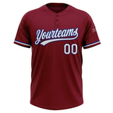 Custom Crimson White-Royal Two-Button Unisex Softball Jersey