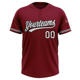 Custom Crimson White-Black Two-Button Unisex Softball Jersey