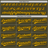 Custom Olive Gold-Black Salute To Service Two-Button Unisex Softball Jersey