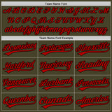 Custom Olive Red-Black Salute To Service Two-Button Unisex Softball Jersey