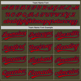 Custom Olive Red-Navy Salute To Service Two-Button Unisex Softball Jersey