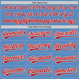 Custom Powder Blue Red-White Two-Button Unisex Softball Jersey