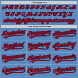 Custom Powder Blue Red-Navy Two-Button Unisex Softball Jersey