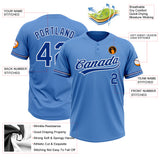 Custom Powder Blue Royal-White Two-Button Unisex Softball Jersey
