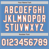 Custom Powder Blue White-Orange Two-Button Unisex Softball Jersey