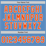 Custom Powder Blue Orange-White Two-Button Unisex Softball Jersey