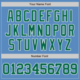 Custom Powder Blue Kelly Green-White Two-Button Unisex Softball Jersey