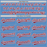 Custom Powder Blue Crimson-White Two-Button Unisex Softball Jersey