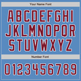 Custom Powder Blue Crimson-White Two-Button Unisex Softball Jersey