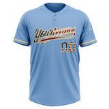 Custom Light Blue Vintage USA Flag-City Cream Two-Button Unisex Softball Jersey