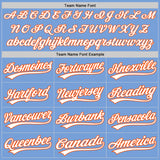 Custom Light Blue White-Orange Two-Button Unisex Softball Jersey