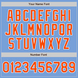 Custom Light Blue Orange-White Two-Button Unisex Softball Jersey