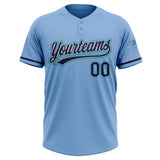 Custom Light Blue Navy Gray-Teal Two-Button Unisex Softball Jersey