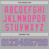 Custom Gray Light Blue Black-Pink Two-Button Unisex Softball Jersey