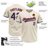 Custom Cream Royal-Orange Two-Button Unisex Softball Jersey