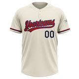 Custom Cream Red-Navy Two-Button Unisex Softball Jersey