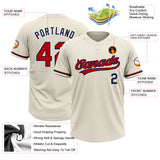 Custom Cream Red-Navy Two-Button Unisex Softball Jersey