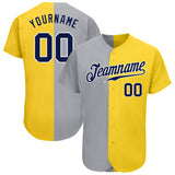 Custom Yellow Navy Gray-White Authentic Split Fashion Baseball Jersey