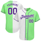 Custom Pea Green Purple-White Authentic Split Fashion Baseball Jersey