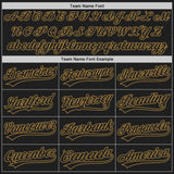 Custom Black Black White-Old Gold Authentic Split Fashion Baseball Jersey