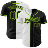 Custom Black Black White-Neon Green Authentic Split Fashion Baseball Jersey