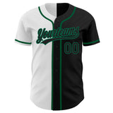 Custom Black Black White-Kelly Green Authentic Split Fashion Baseball Jersey