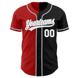 Custom Black White Red-Gray Authentic Split Fashion Baseball Jersey