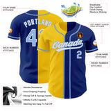 Custom Royal Light Blue-Yellow Authentic Split Fashion Baseball Jersey