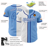 Custom Light Blue Light Blue White-Royal Authentic Split Fashion Baseball Jersey