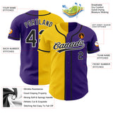 Custom Purple Black-Yellow Authentic Split Fashion Baseball Jersey