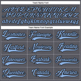 Custom Steel Gray Light Blue-Black Hockey Lace Neck Jersey