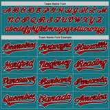 Custom Teal Red-Black Authentic Baseball Jersey