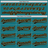 Custom Teal Black Pinstripe Black-Old Gold Authentic Baseball Jersey