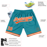 Custom Teal Orange-White Authentic Throwback Basketball Shorts