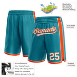 Custom Teal White-Orange Authentic Basketball Shorts