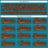 Custom Teal Orange-Black Hockey Lace Neck Jersey