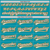 Custom Teal Black-Gold Authentic Throwback Baseball Jersey