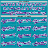 Custom Teal Purple-White Authentic Throwback Baseball Jersey