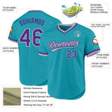 Custom Teal Purple-Gray Authentic Throwback Baseball Jersey