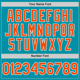 Custom Teal Orange-White Authentic Throwback Baseball Jersey