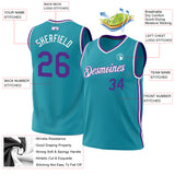 Custom Teal Purple-White Authentic Throwback Basketball Jersey