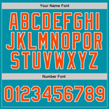 Custom Teal Orange-White Authentic Throwback Basketball Jersey