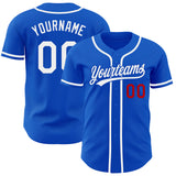 Custom Thunder Blue White-Red Authentic Baseball Jersey