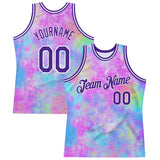 Custom Tie Dye Purple-White 3D Pattern Design Watercolor Gradient Authentic Basketball Jersey