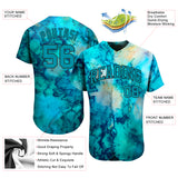 Custom Tie Dye Teal-Black 3D Authentic Baseball Jersey