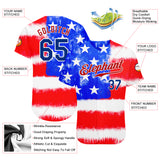 Custom Tie Dye Royal-Red 3D American Flag Authentic Baseball Jersey